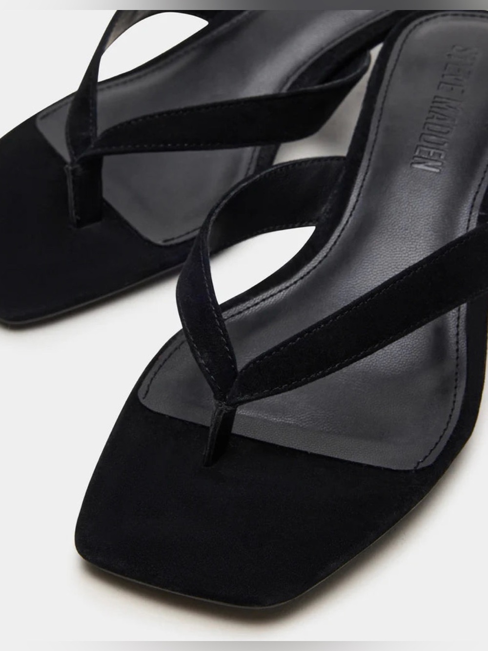 Tracie Black Suede Thong Strap Kitten Heels |STEVE MADDEN - Picture 2 of 5